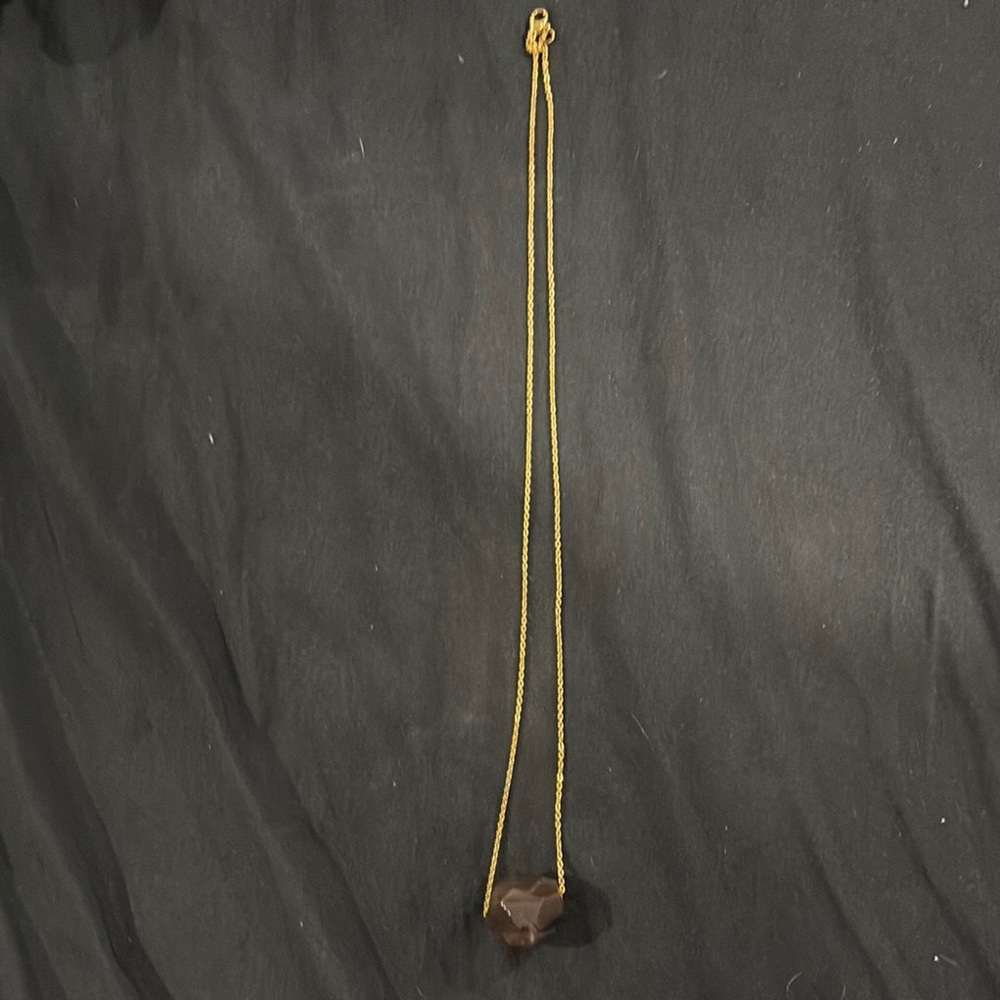 Elegant Gold Necklace with Brown Pendant